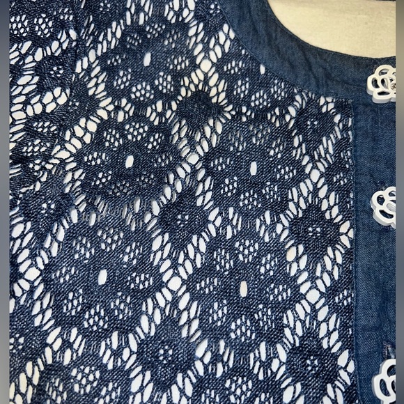 ELSY girls top 40 cardigan buttons crop cropped lace denim designer 10 12 14 LN - Picture 4 of 10